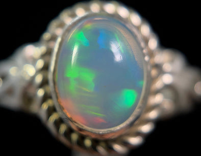 OPAL RING - Sterling Silver, Size 7.5 - Ethiopian Opal Rings for Women, Bridal Jewelry, Welo Opal, 49203-Throwin Stones