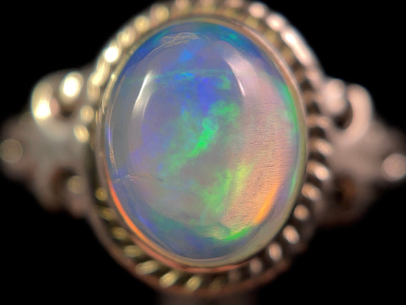 OPAL RING - Sterling Silver, Size 8 - Ethiopian Opal Rings for Women, Bridal Jewelry, Welo Opal, 49194-Throwin Stones