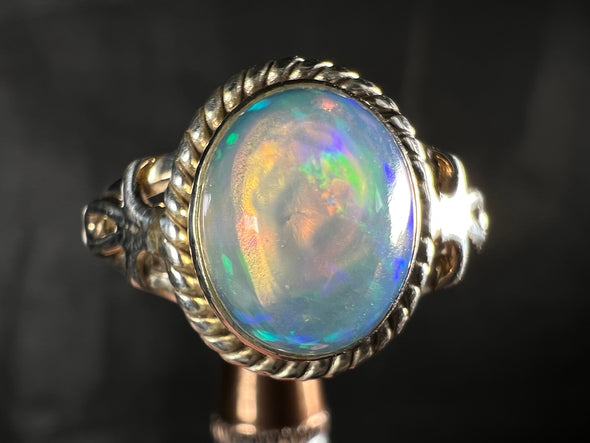 OPAL RING - Sterling Silver, Size 8 - Ethiopian Opal Rings for Women, Bridal Jewelry, Welo Opal, 51772-Throwin Stones