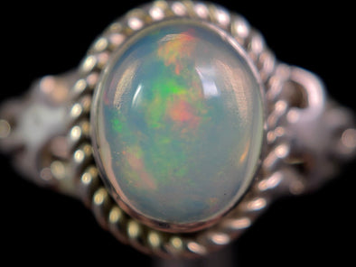 OPAL RING - Sterling Silver, Size 8.5 - Ethiopian Opal Rings for Women, Bridal Jewelry, Welo Opal, 49186-Throwin Stones