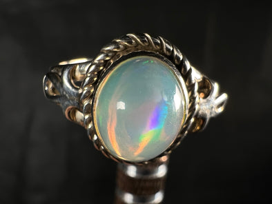 OPAL RING - Sterling Silver, Size 9 - Ethiopian Opal Rings for Women, Bridal Jewelry, Welo Opal, 51773-Throwin Stones