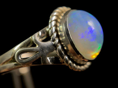 OPAL RING - Sterling Silver, Size 9.5 - Ethiopian Opal Rings for Women, Bridal Jewelry, Welo Opal, 49162-Throwin Stones