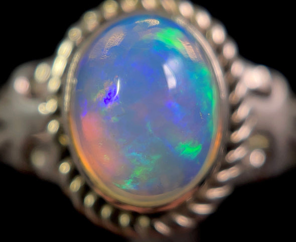 OPAL RING - Sterling Silver, Size 9.5 - Ethiopian Opal Rings for Women, Bridal Jewelry, Welo Opal, 49162-Throwin Stones