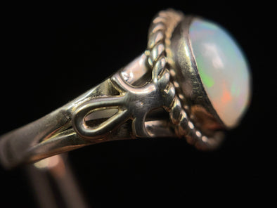 OPAL RING - Sterling Silver, Size 9.5 - Ethiopian Opal Rings for Women, Bridal Jewelry, Welo Opal, 49163-Throwin Stones