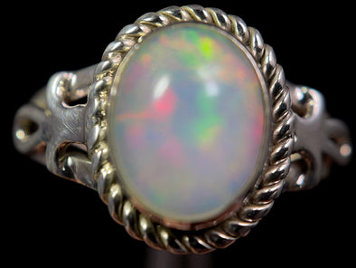 OPAL RING - Sterling Silver, Size 9.5 - Ethiopian Opal Rings for Women, Bridal Jewelry, Welo Opal, 49164-Throwin Stones