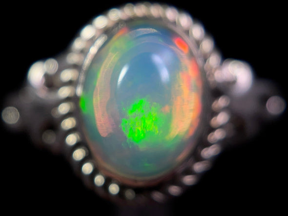 OPAL RING - Sterling Silver, Size 9.5 - Ethiopian Opal Rings for Women, Bridal Jewelry, Welo Opal, 49167-Throwin Stones