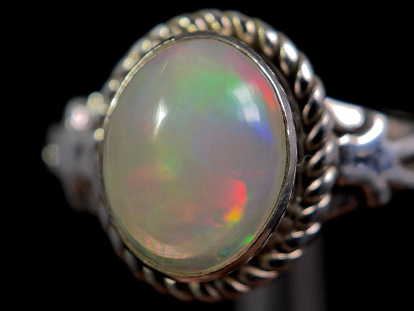 OPAL RING - Sterling Silver, Size 9.5 - Ethiopian Opal Rings for Women, Bridal Jewelry, Welo Opal, 49169-Throwin Stones
