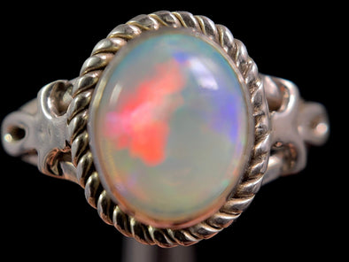 OPAL RING - Sterling Silver, Size 9.5 - Ethiopian Opal Rings for Women, Bridal Jewelry, Welo Opal, 49171-Throwin Stones