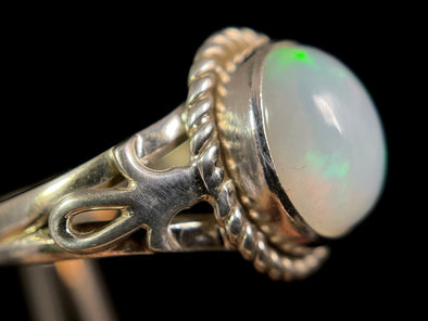 OPAL RING - Sterling Silver, Size 9.5 - Ethiopian Opal Rings for Women, Bridal Jewelry, Welo Opal, 49178-Throwin Stones