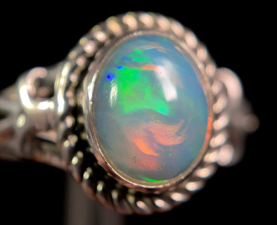 OPAL RING - Sterling Silver, Size 9.5 - Ethiopian Opal Rings for Women, Bridal Jewelry, Welo Opal, 49179-Throwin Stones