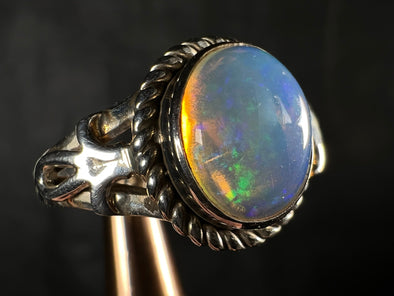 OPAL RING - Sterling Silver, Size 9.5 - Ethiopian Opal Rings for Women, Bridal Jewelry, Welo Opal, 51779-Throwin Stones