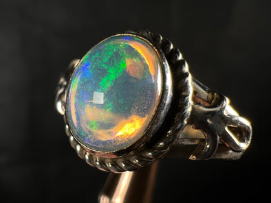 OPAL RING - Sterling Silver, Size 9.5 - Ethiopian Opal Rings for Women, Bridal Jewelry, Welo Opal, 51779-Throwin Stones
