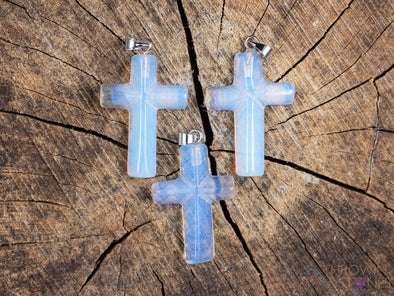 OPALITE Crystal Cross Pendant - Christian Easter Gifts, Gemstone Handmade Jewelry, E0751-Throwin Stones