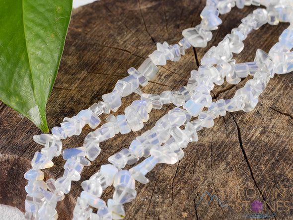 OPALITE Crystal Necklace - Chip Beads - Long Crystal Necklace, Beaded Necklace, Handmade Jewelry, E0798-Throwin Stones