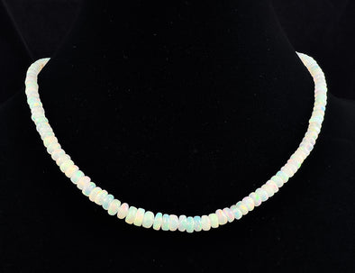 Opal Necklace - Genuine Opal Rondelle Bead Crystal Necklace from Ethiopia, 54058-Throwin Stones