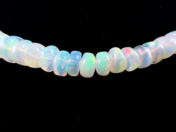 Opal Necklace - Genuine Opal Rondelle Bead Crystal Necklace from Ethiopia, 54058-Throwin Stones