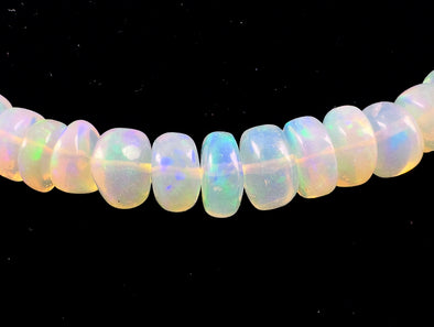Opal Necklace - Genuine Opal Rondelle Bead Crystal Necklace from Ethiopia, 54063-Throwin Stones
