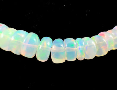 Opal Necklace - Genuine Opal Rondelle Bead Crystal Necklace from Ethiopia, 54064-Throwin Stones