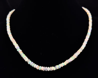Opal Necklace - Genuine Opal Rondelle Bead Crystal Necklace from Ethiopia, 54065-Throwin Stones