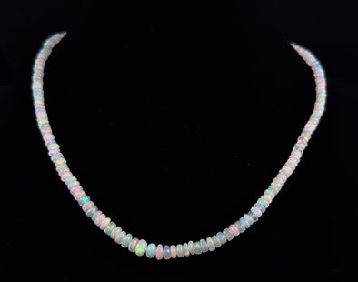Opal Necklace - Genuine Opal Rondelle Bead Necklace from Ethiopia, 54060-Throwin Stones