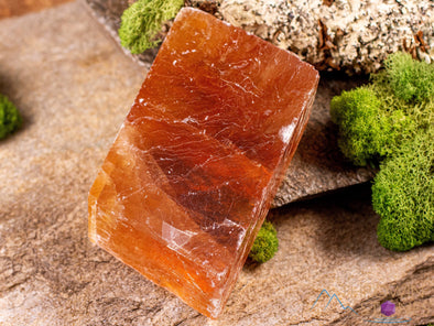 Orange CALCITE Raw Crystal - Extra Large Rhombohedron - Metaphysical, Home Decor, Raw Crystals and Stones, E1473-Throwin Stones