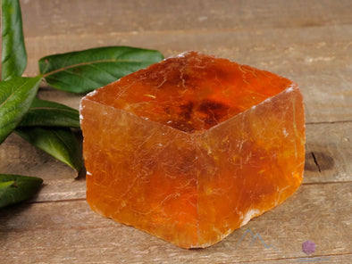 Orange CALCITE Raw Crystal - Medium Rhombohedron - Metaphysical, Home Decor, Raw Crystals and Stones, E1461-Throwin Stones
