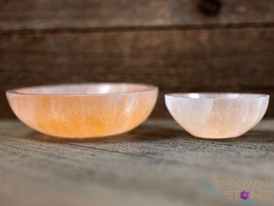 Orange SELENITE Crystal Bowl - Selenite Charging Bowl, Bowl for Crystals, Jewelry Dish, E2085-Throwin Stones