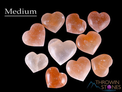 Orange SELENITE Crystal Heart - Thin - Self Care, Mom Gift, Home Decor, Healing Crystals and Stones, E2106-Throwin Stones