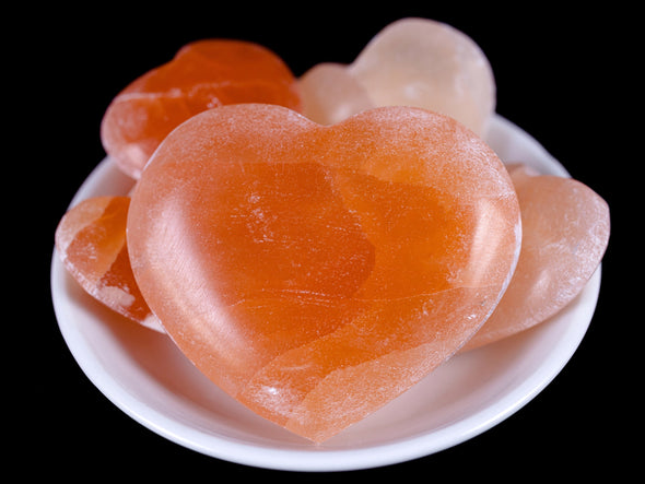 Orange SELENITE Crystal Heart - Thin - Self Care, Mom Gift, Home Decor, Healing Crystals and Stones, E2106-Throwin Stones