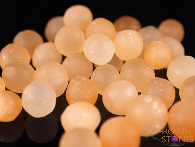 Orange SELENITE Crystal Sphere - Mini Marbles, Faceted - Small Crystals, Gemstones, Jewelry Making, Tumbled Crystals, E2129-Throwin Stones