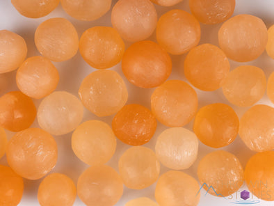 Orange SELENITE Crystal Sphere - Mini Marbles, Faceted - Small Crystals, Gemstones, Jewelry Making, Tumbled Crystals, E2129-Throwin Stones