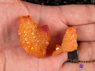 Orange TANGERINE AURA QUARTZ Crystal Cluster - Rainbow Quartz Crystal, Spirit Quartz, Crystal Decor, E2136-Throwin Stones