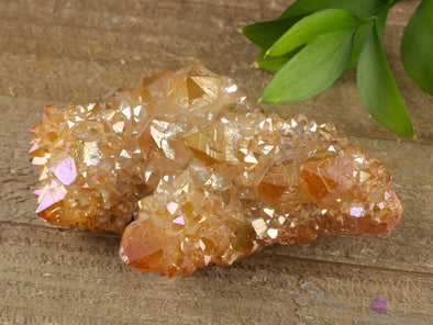 Orange Tangerine AURA QUARTZ Crystal Cluster - Rainbow Quartz Crystal, Spirit Quartz Cluster, Crystal Decor, R0507-Throwin Stones