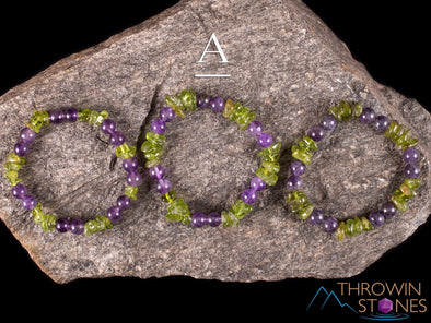 PERIDOT Crystal Bracelet - Amethyst, Rose or Clear Quartz - Beaded Birthstone Bracelet, Handmade Jewelry, Healing Crystal Bracelet, E2014-Throwin Stones