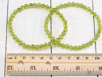 PERIDOT Crystal Bracelet - Round Beads - Beaded Bracelet, Birthstone Bracelet, Handmade Jewelry, Healing Crystal Bracelet, E0983-Throwin Stones