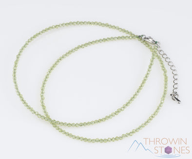 PERIDOT Crystal Necklace, Choker - Faceted Seed Beads - Dainty Crystal Necklace, Beaded Necklace, Birthstone Necklace, Jewelry, E1584-Throwin Stones