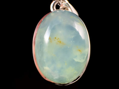 PERUVIAN OPAL Crystal Pendant - Genuine BLUE Opal Oval Cabochon with a Polished Finish and Set in a Sterling Silver Open Back Bezel, 52910-Throwin Stones