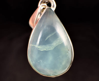 PERUVIAN OPAL Gemstone Pendant - Genuine BLUE Opal Teardrop Cabochon Polished and Set in a Sterling Silver Open Back Bezel, 52895-Throwin Stones