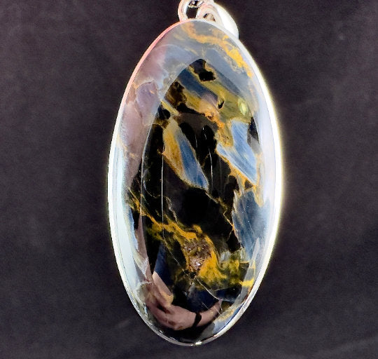 PIETERSITE Crystal Pendant - Top Grade AA, Sterling Silver, Oval - Fine Jewelry, Healing Crystals and Stones, 54144-Throwin Stones