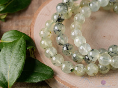 PREHNITE Crystal Bracelet - Round Beads, Petite - Beaded Bracelet, Handmade Jewelry, Healing Crystal Bracelet, E0606-Throwin Stones