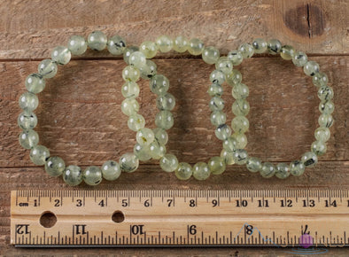 PREHNITE Crystal Bracelet - Round Beads, Petite - Beaded Bracelet, Handmade Jewelry, Healing Crystal Bracelet, E0606-Throwin Stones