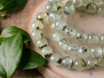 PREHNITE Crystal Bracelet - Round Beads, Petite - Beaded Bracelet, Handmade Jewelry, Healing Crystal Bracelet, E0606-Throwin Stones