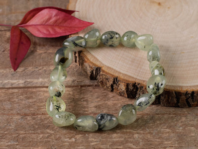 PREHNITE Crystal Bracelet with Tumbled Beads - Beaded Gemstone Handmade Jewelry Gift for Her, E1203-Throwin Stones