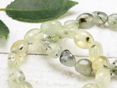 PREHNITE Crystal Bracelet with Tumbled Beads - Beaded Metaphysical Healing Gemstone Jewelry Gift for Her, E1203-Throwin Stones