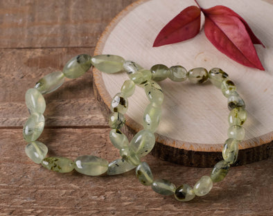 PREHNITE Crystal Bracelet with Tumbled Beads - Beaded Metaphysical Healing Gemstone Jewelry Gift for Her, E1203-Throwin Stones