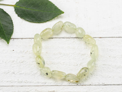 PREHNITE Crystal Bracelet with Tumbled Beads - Beaded Metaphysical Healing Gemstone Jewelry Gift for Her, E1203-Throwin Stones