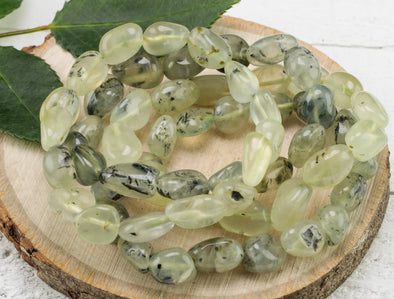 PREHNITE Crystal Bracelet with Tumbled Beads - Beaded Metaphysical Healing Gemstone Jewelry Gift for Her, E1203-Throwin Stones