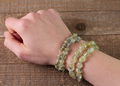PREHNITE Crystal Bracelet with Tumbled Beads - Beaded Metaphysical Healing Gemstone Jewelry Gift for Her, E1203-Throwin Stones