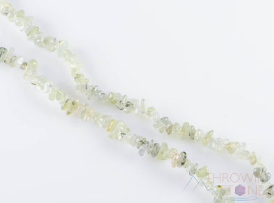 PREHNITE Crystal Necklace - Chip Beads - Long Crystal Necklace, Beaded Necklace, Handmade Jewelry, E0781-Throwin Stones