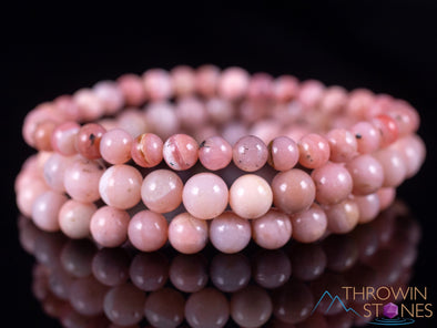 Peruvian PINK OPAL Crystal Bracelet - Round Beads - Beaded Bracelet, Handmade Jewelry, Healing Crystal Bracelet, E2035-Throwin Stones